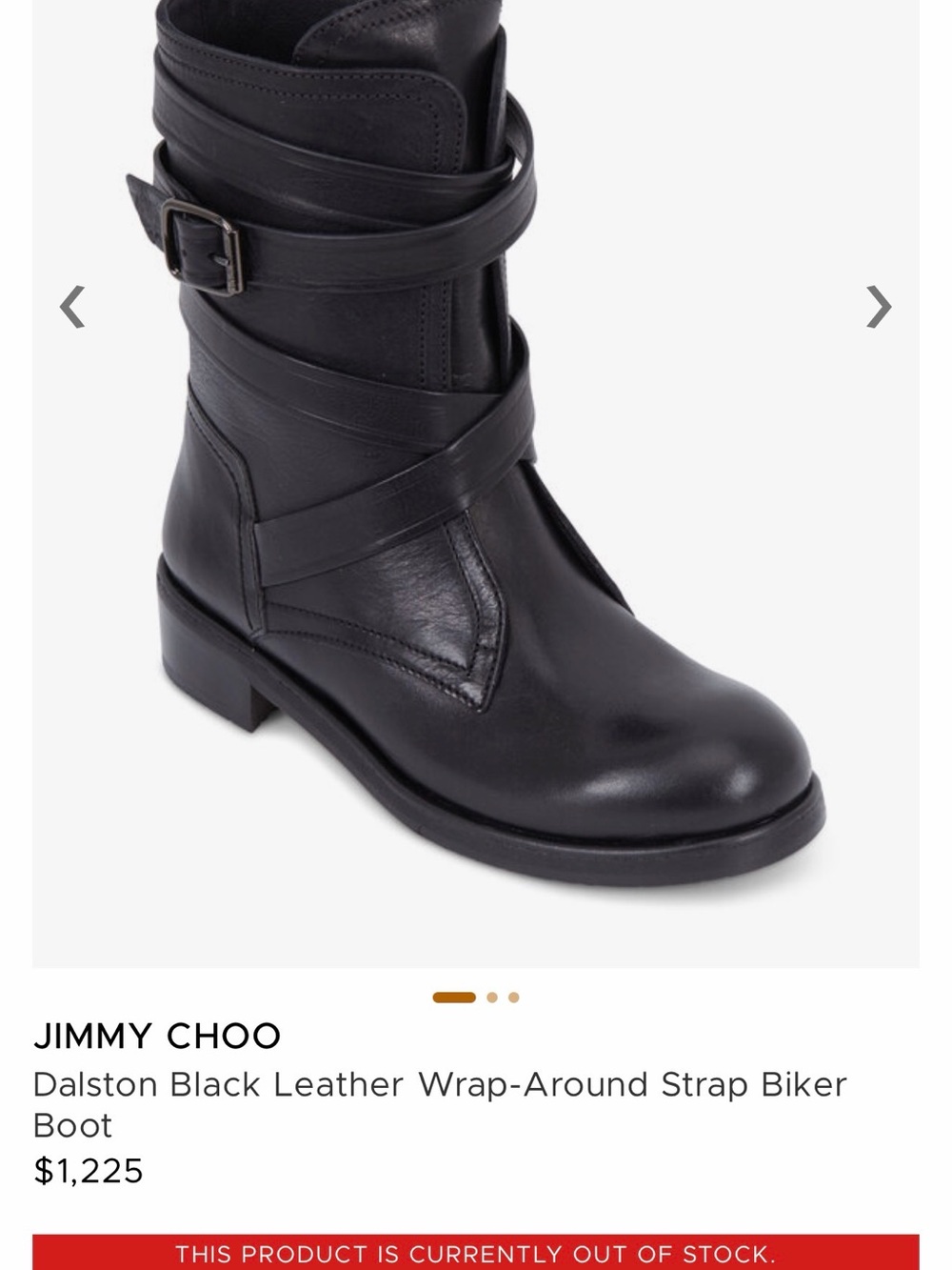 Jimmy Choo Dalston Black Leather Wrap around Biker Boot
